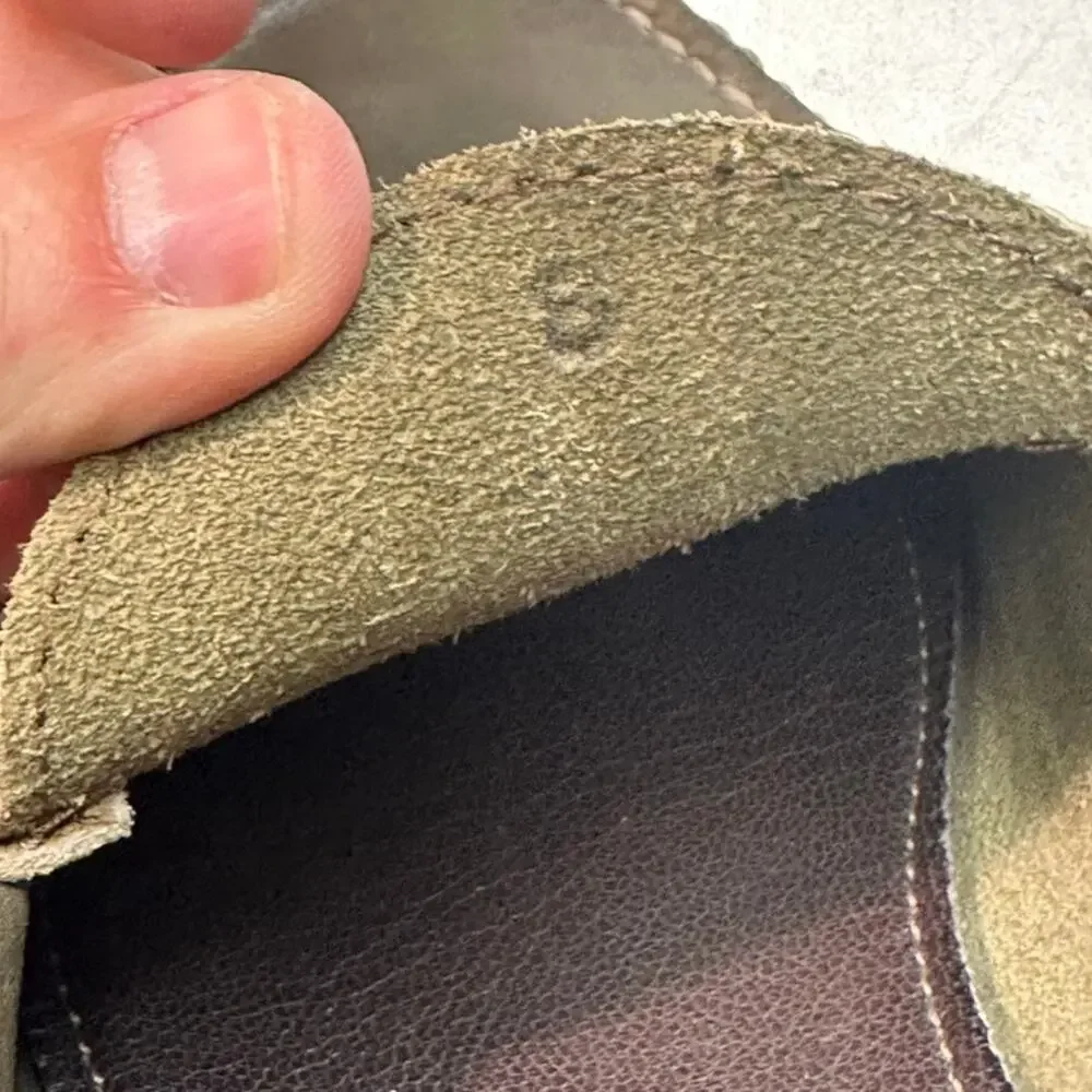 WORN ONCE Quoddy True Penny Loafers Olive Green Handsewn Chromexcel Crepe 8 D